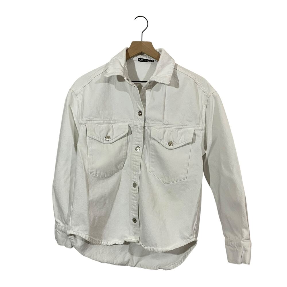 Zara Denim Shacket - White - XS